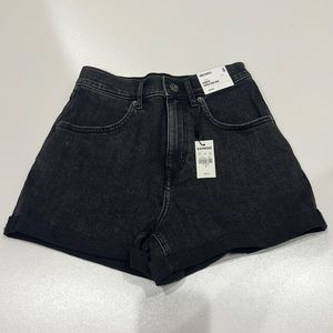 Express Black Wash Super High Rise Mom Short Shorties